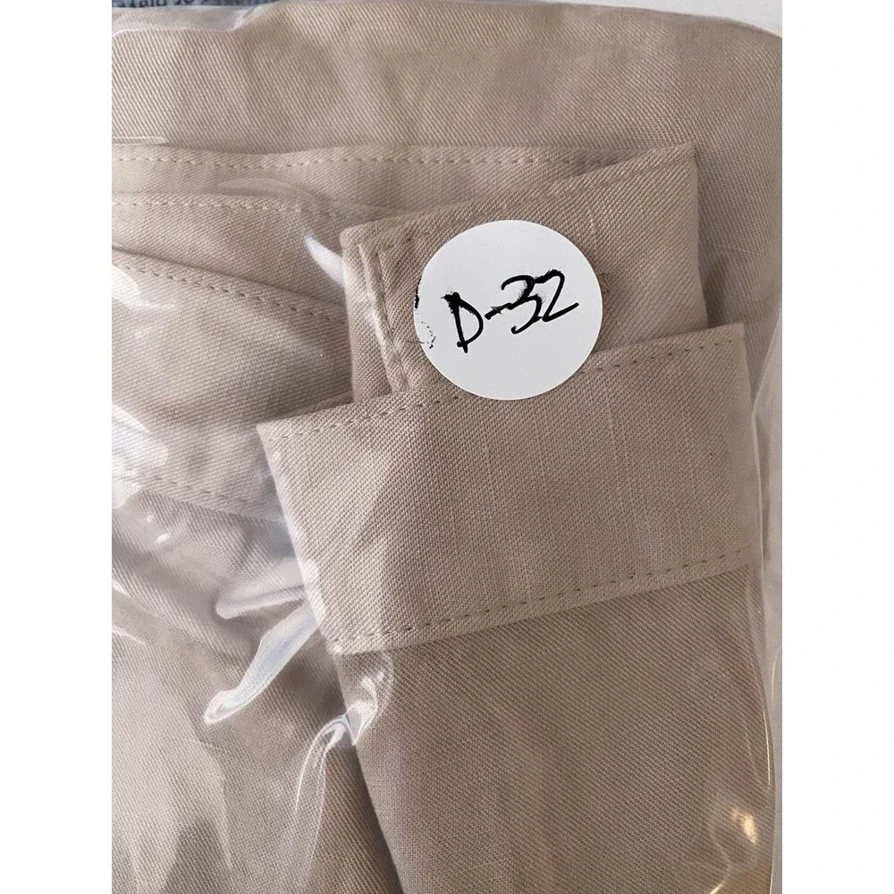 Eileen Fisher Beige Classic Linen Boxy Jacket With Stand Collar XL D32